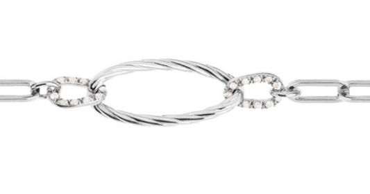 BRACELET ARGENT ET OXYDES - MAILLES OVALES