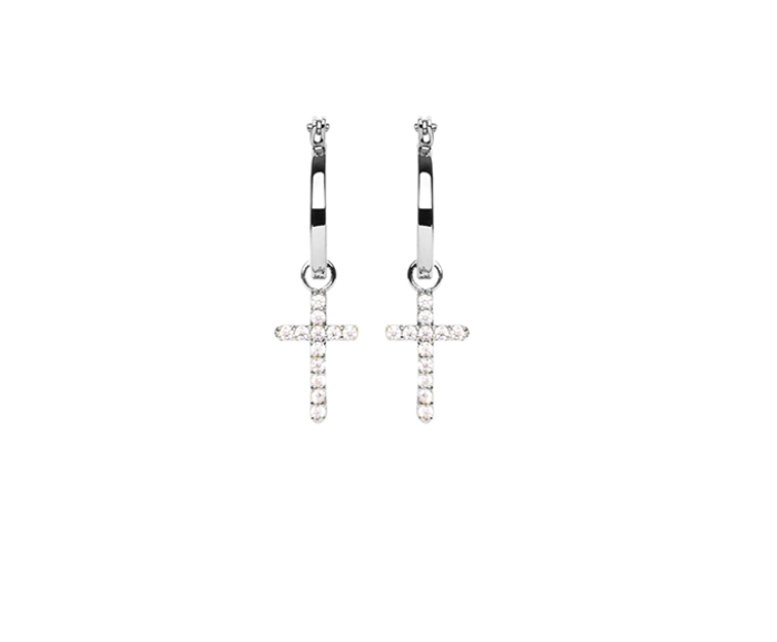 BOUCLES D'OREILLES ARGENT - CREOLES - CROIX