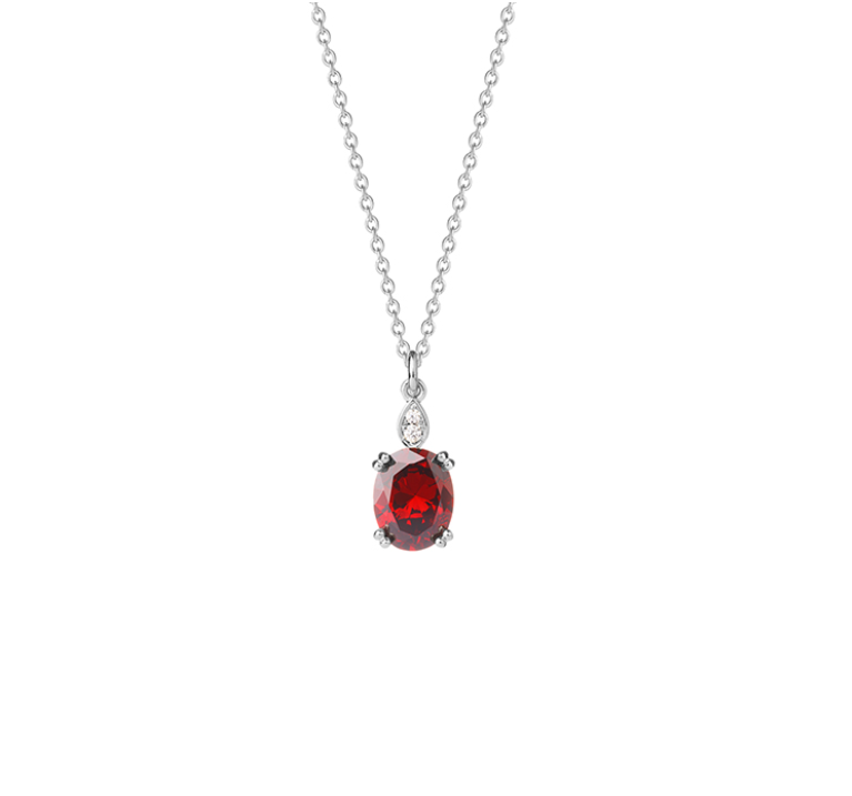 COLLIER ARGENT - OXYDE ROUGE