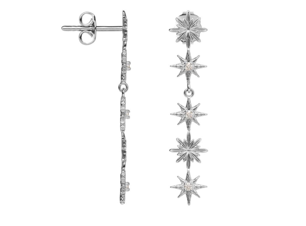 BOUCLES D'OREILLES ARGENT ET OXYDES - ETOILES