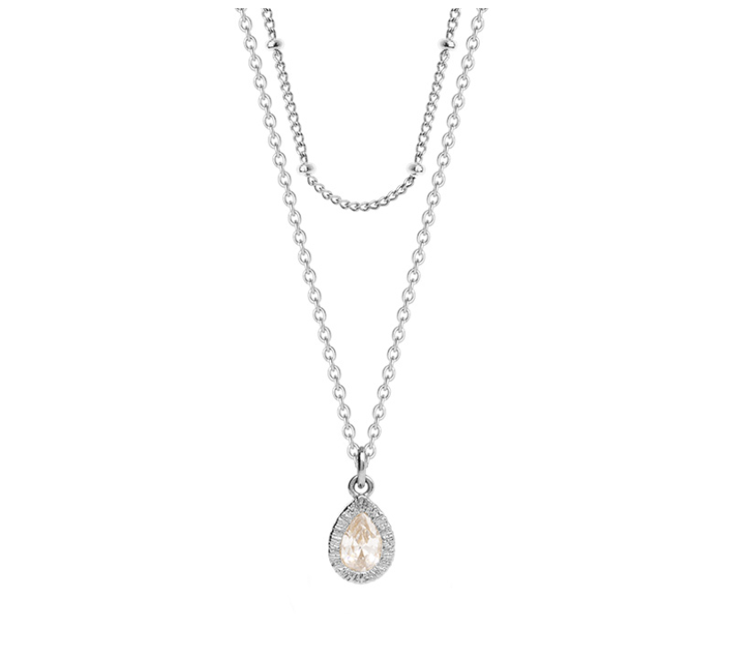 COLLIER ARGENT - OXYDE - GOUTTE D'EAU