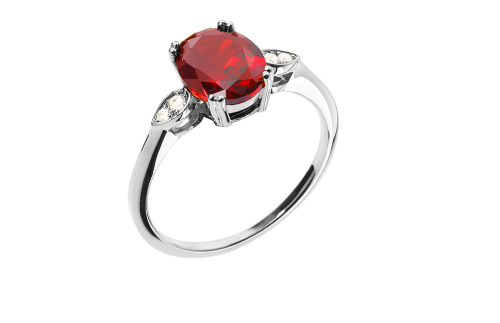 BAGUE ARGENT 925 - OXYDE ROUGE