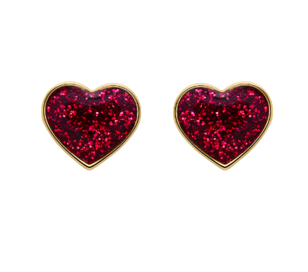 BOUCLES D'OREILLES OR 9 CARATS - ENFANT - COEUR FUSHIA