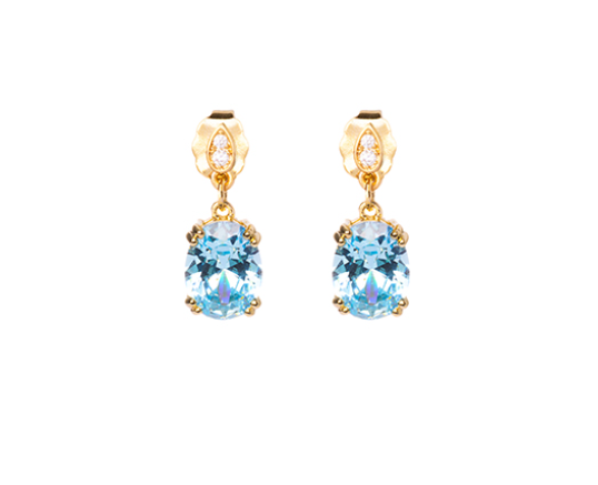 Boucles d’Oreilles en Plaqué Or avec Aigue-Marine