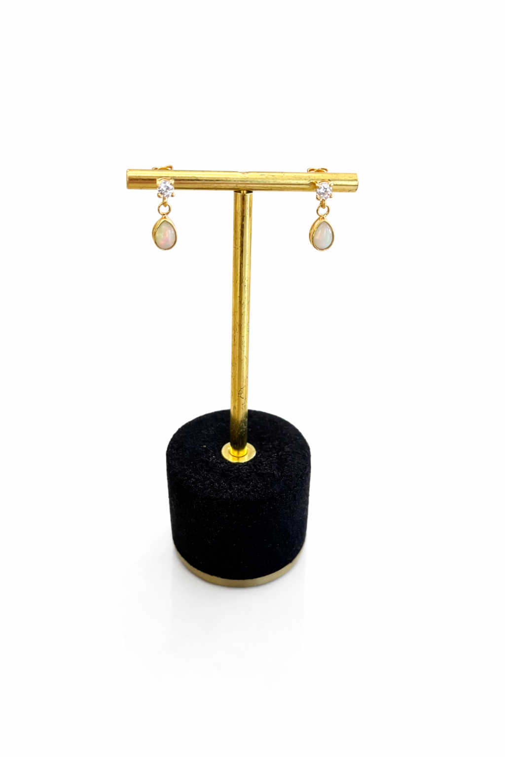 Boucles d'Oreilles Plaqué Or et Opale - Pièce Unique