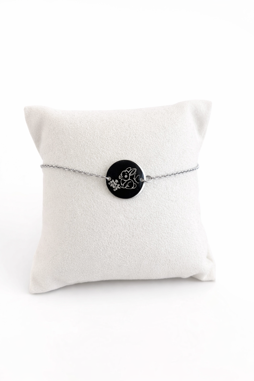 BRACELET ARGENT - ENFANT - GRAVURE LAPIN