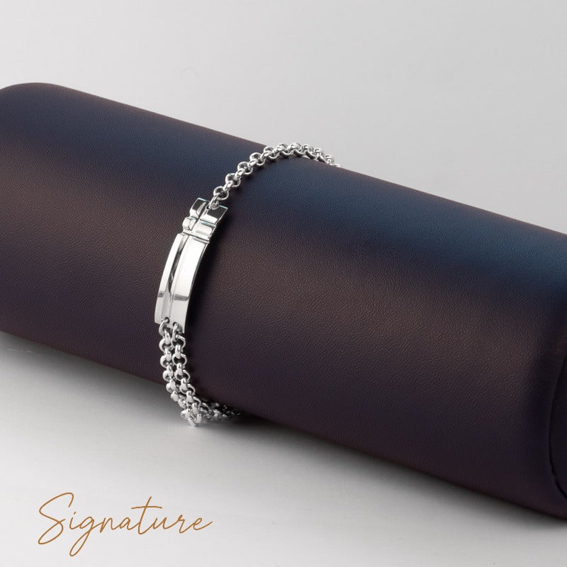 BRACELET ARGENT - HOMME - PLAQUE DESIGN