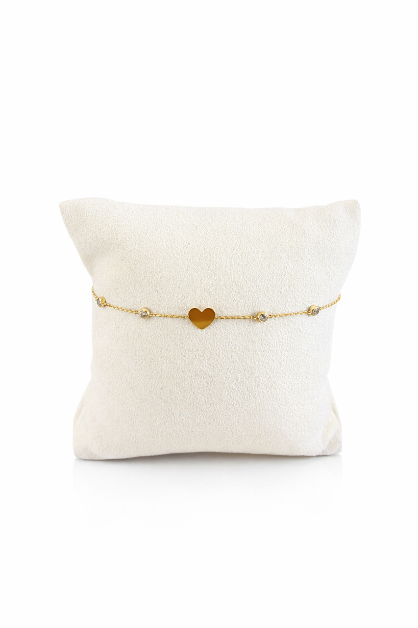 Bracelet en Or 18 Carats – Motif Cœurs et Oxydes de Zirconium
