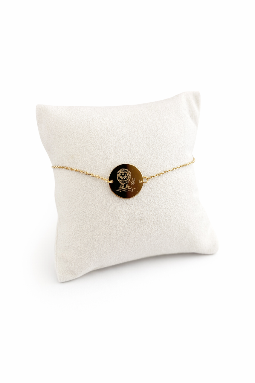 BRACELET PLAQUÉ OR ENFANT - LION GRAVÉ