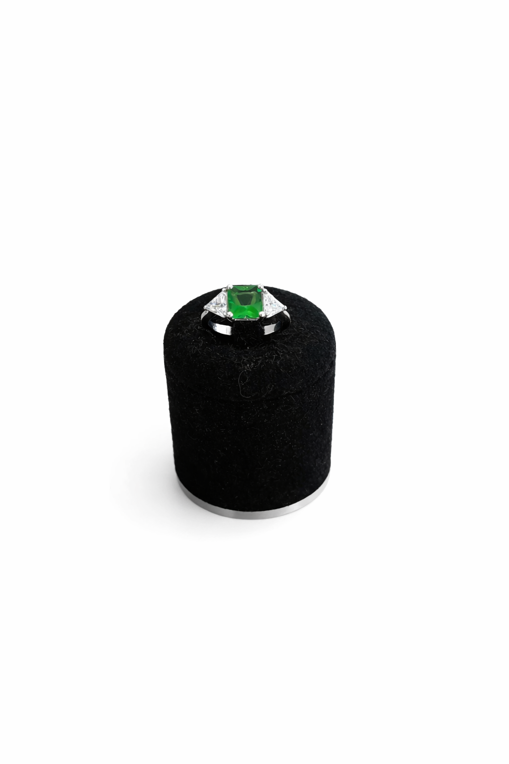 Bague Argent et Oxydes Blanc et Vert - Pièce Unique