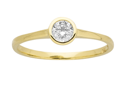 Bague Solitaire en Or 18 carats et Oxyde de Zirconium 4mm