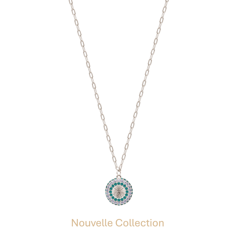 COLLIER ARGENT - PENDENTIF OXYDES BLANC ET VERT