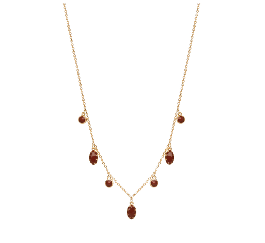 COLLIER PLAQUÉ OR - LAQUE BORDEAUX