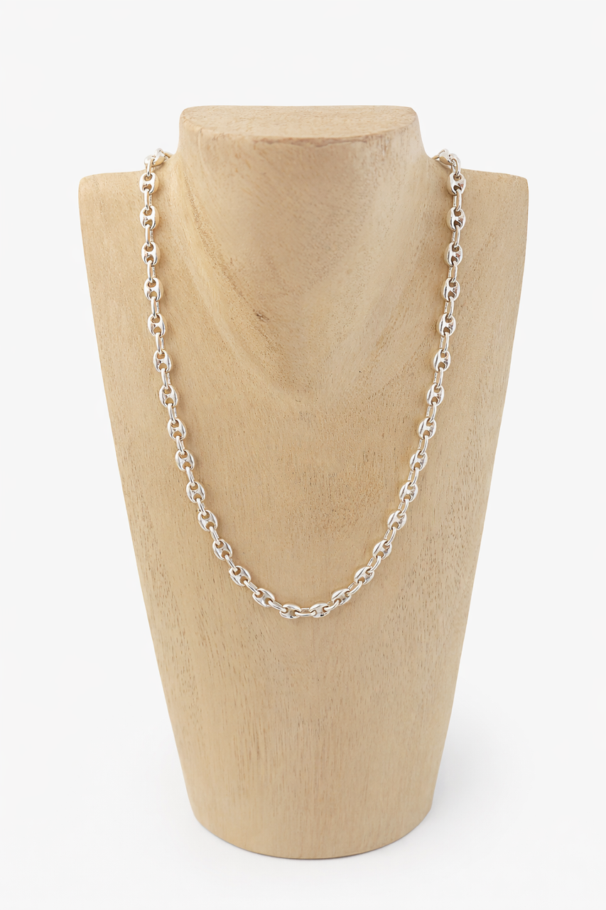 Collier Argent Maille Grain de Café