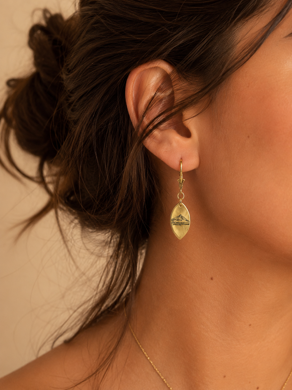 Boucles d'Oreilles Plaqué Or Calisson d'Aix et Sainte Victoire - Création