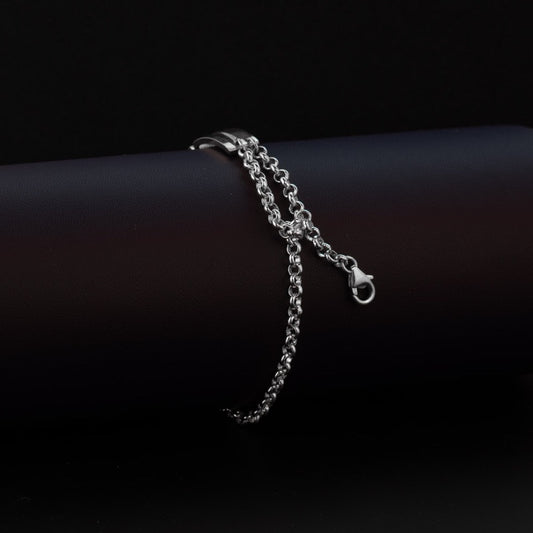 BRACELET ARGENT - HOMME - PLAQUE STRCTURÉ