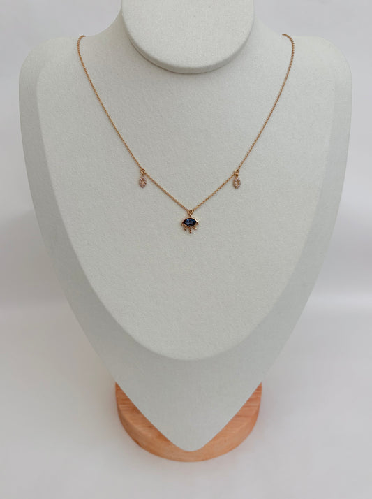 COLLIER PLAQUÉ OR OEIL OXYDE BLEU