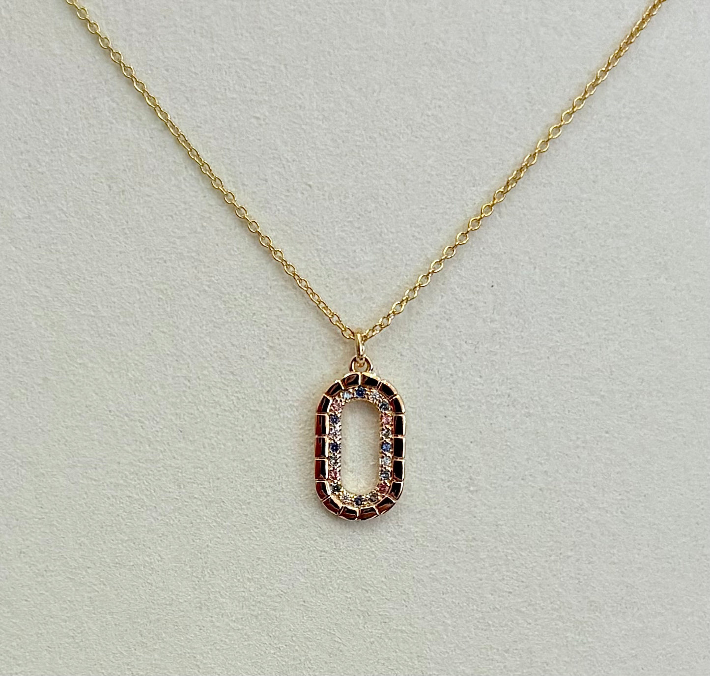 COLLIER PLAQUÉ OR PENDENTIF OXYDES MULTICOLORE