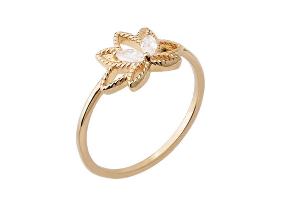 BAGUE PLAQUÉ OR ET OXYDE - LOTUS