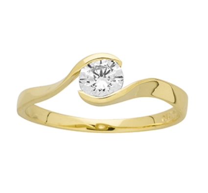 Bague Solitaire en Or 18 carats et Oxyde de Zirconium 5mm