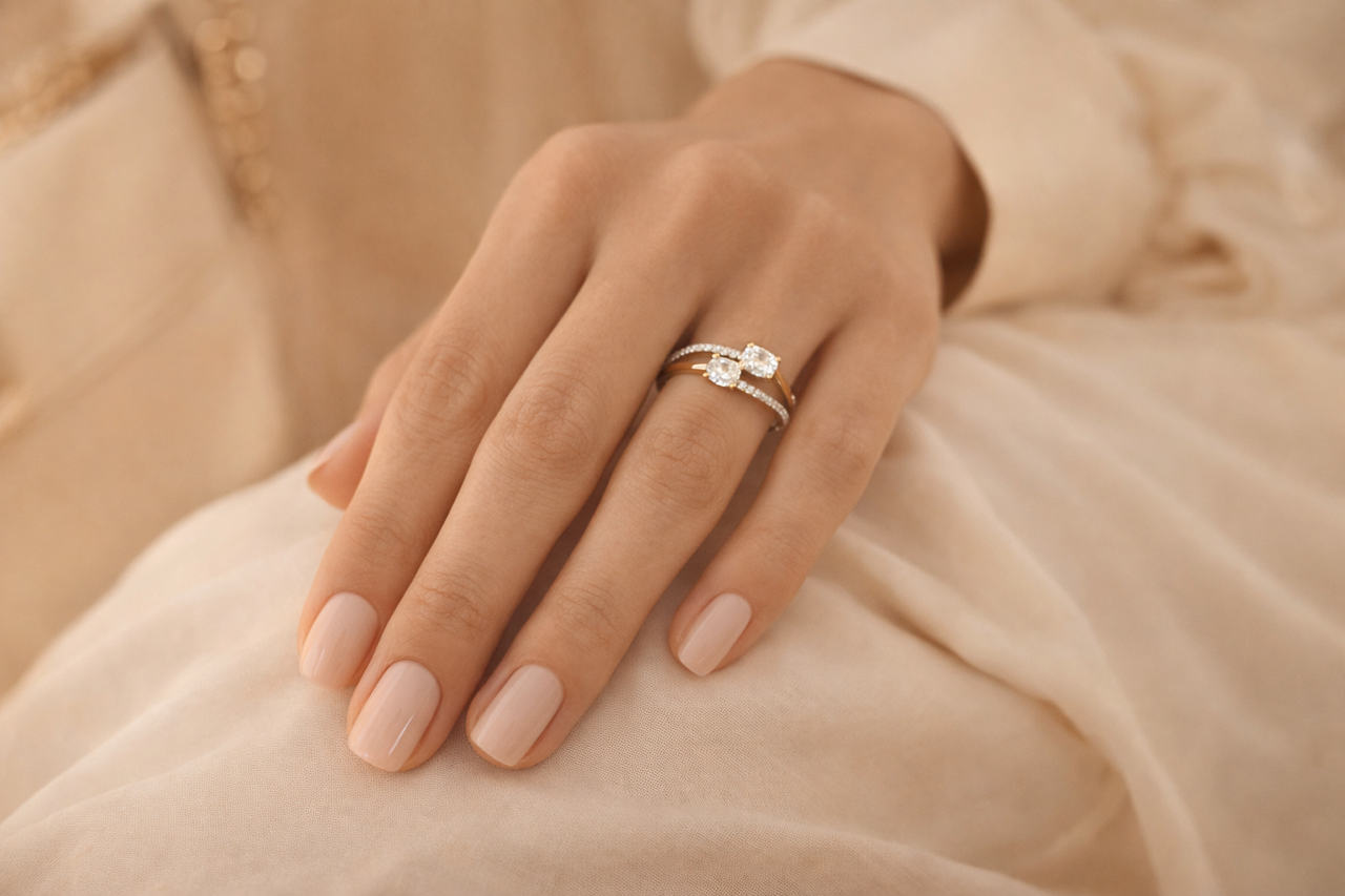 Bague en Or 18 Carats et Oxydes – Modèle Toi et Moi