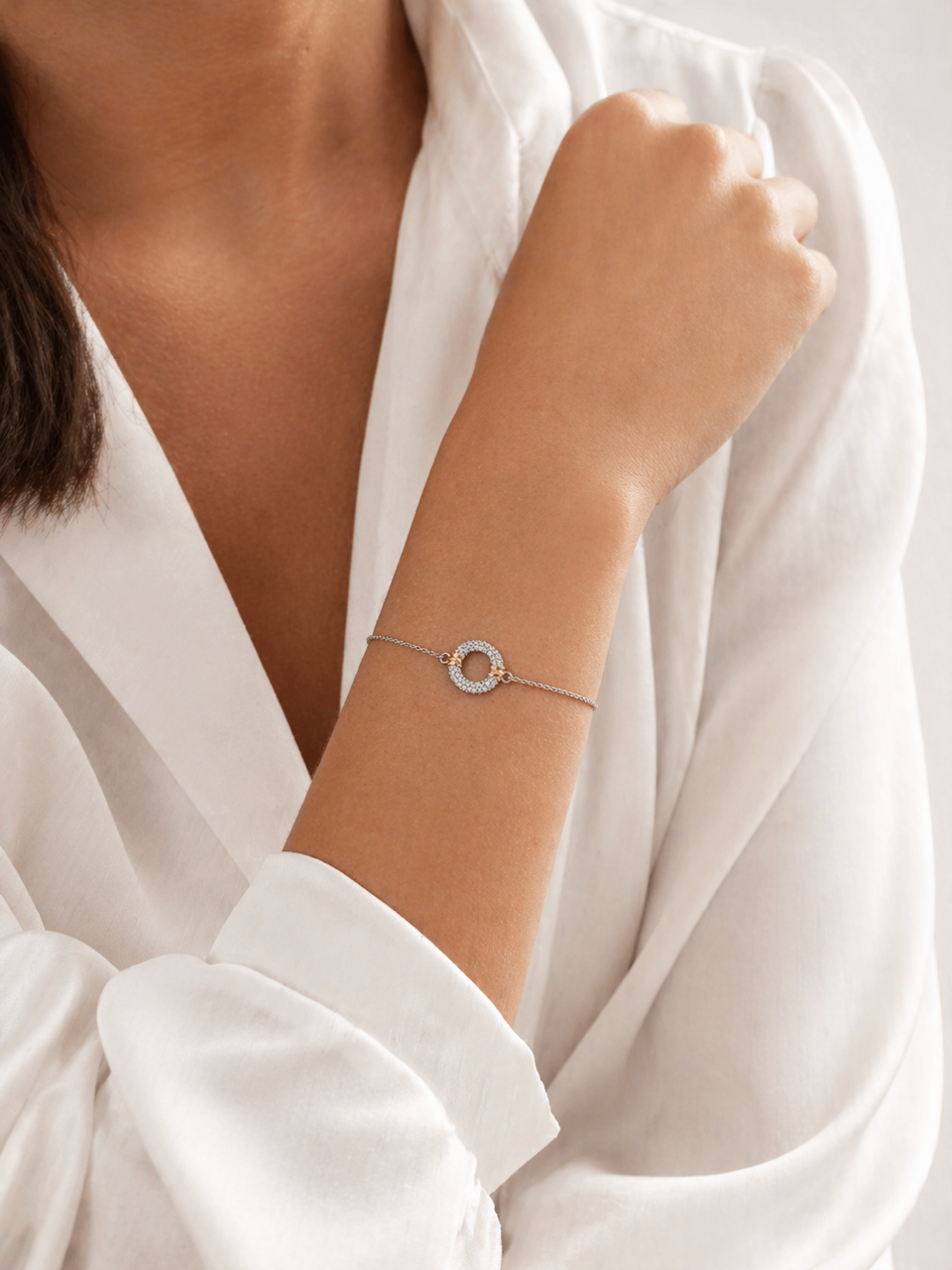 Bracelet en Argent, Plaqué Or et Oxydes de Zirconium