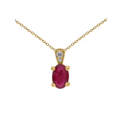 Collier en Or 18 Carats avec un Pendentif Rubis et Diamants