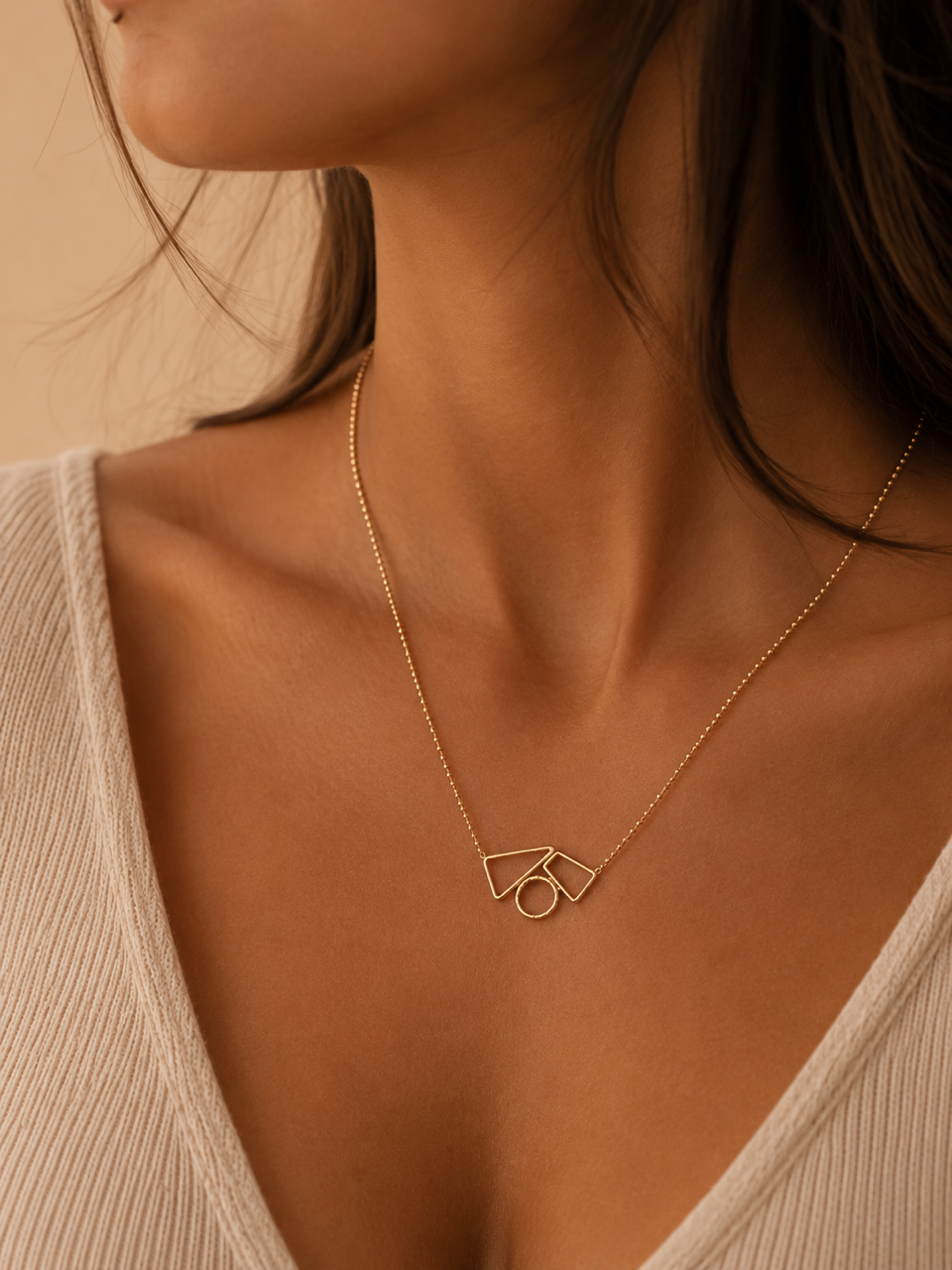 Collier Plaqué Or avec forme Géométrique - Pièce Unique