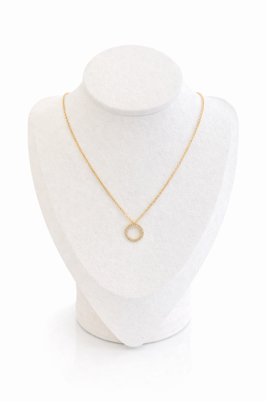 Collier Plaqué Or avec Pendentif Rond gravé - Pièce Unique
