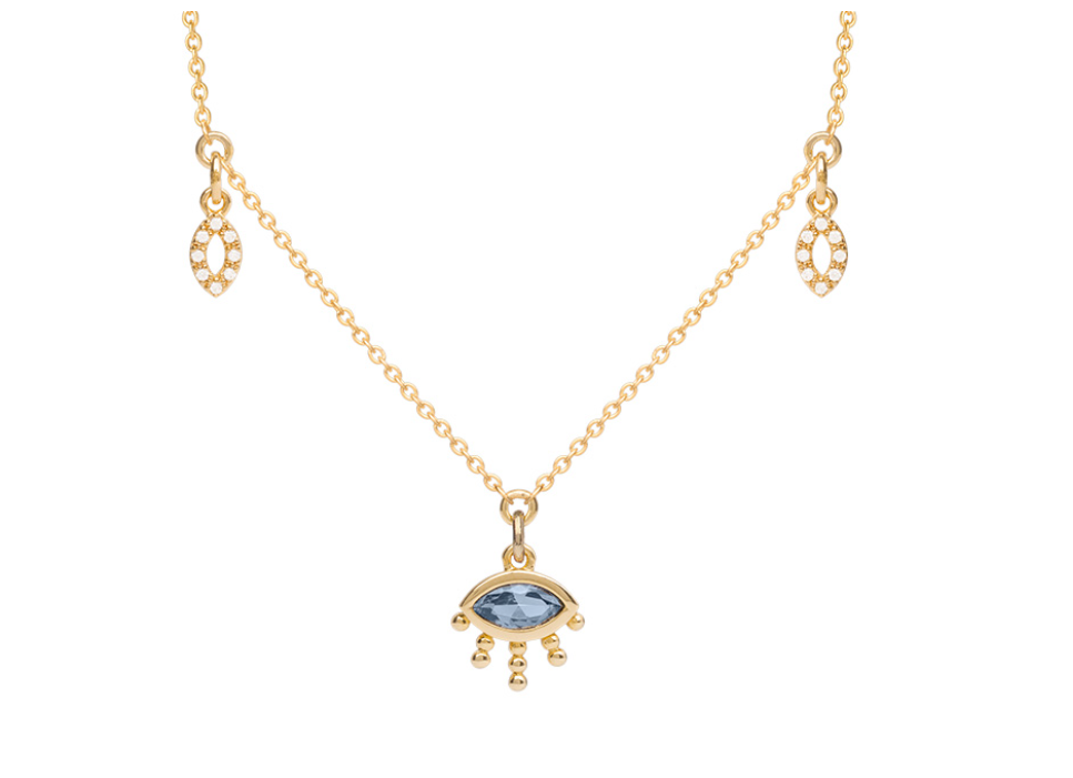 COLLIER PLAQUÉ OR OEIL OXYDE BLEU
