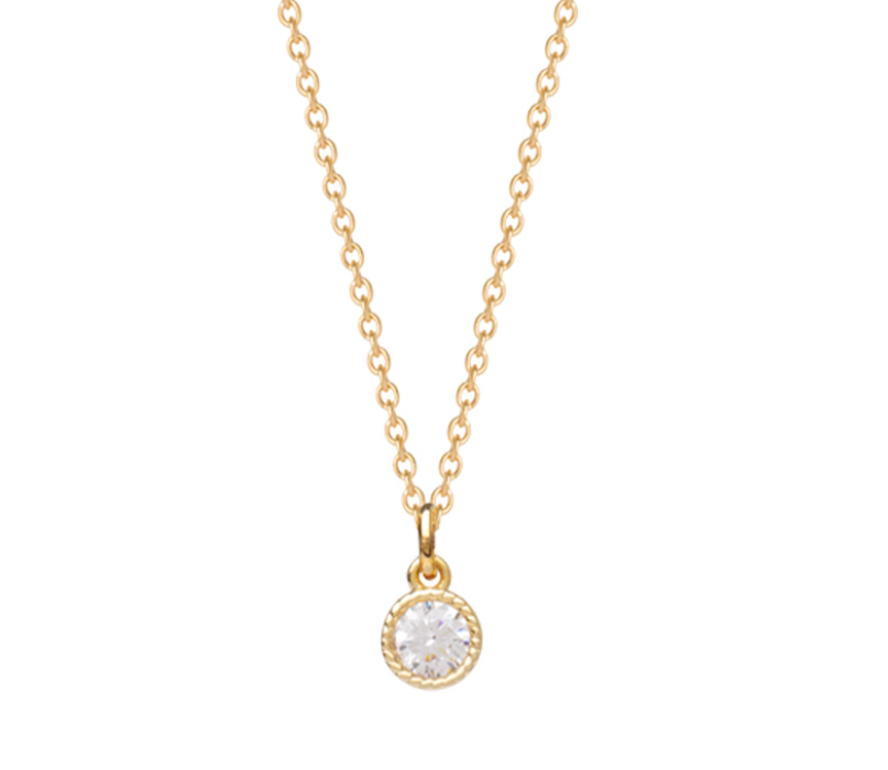 COLLIER PLAQUÉ OR ET OXYDE SOLITAIRE
