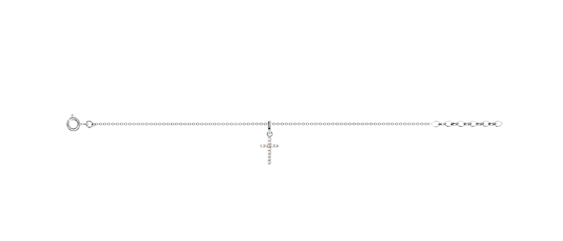 BRACELET ARGENT ET OXYDES - CROIX