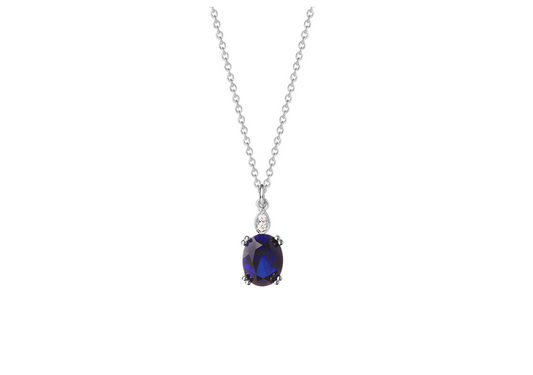 COLLIER ARGENT - PENDENTIF OXYDE BLEU