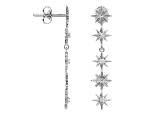 BOUCLES D'OREILLES ARGENT ET OXYDES - ETOILES