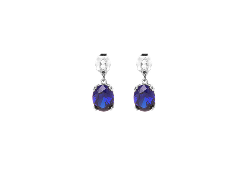BOUCLES D'OREILLES ARGENT ET OXYDE BLEU