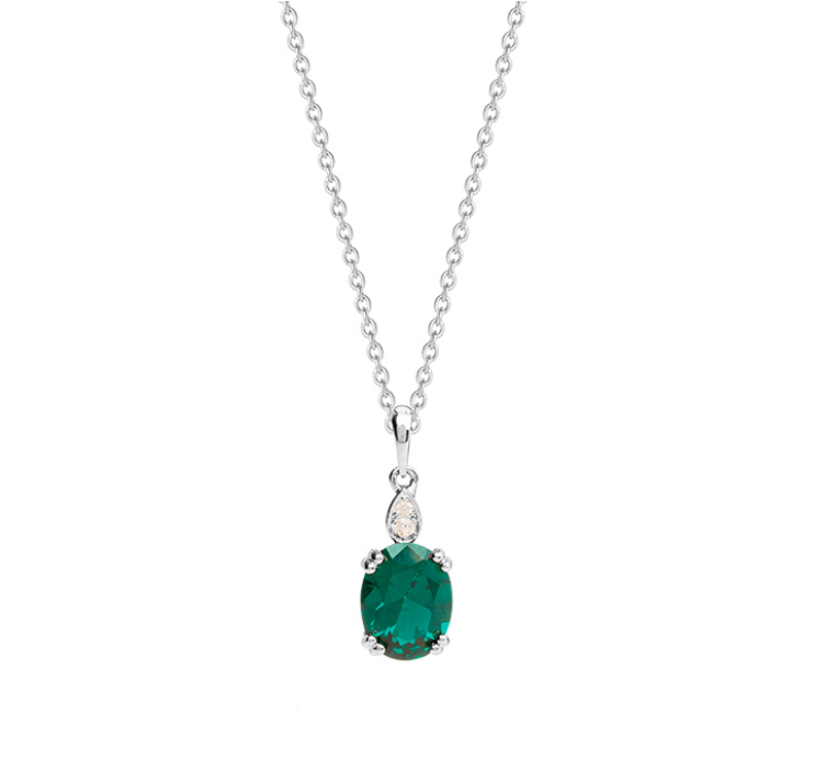 COLLIER ARGENT - OXYDE VERT