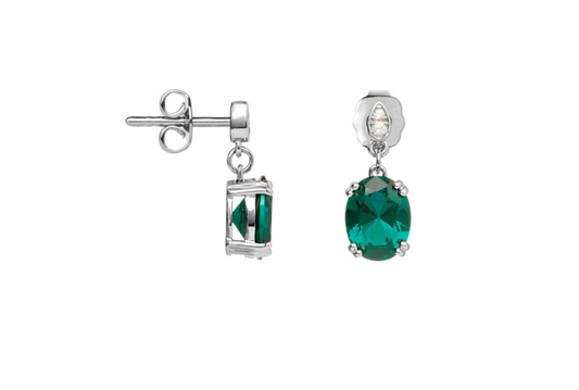 BOUCLES D'OREILLES ARGENT ET OXYDE VERT