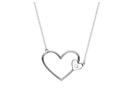 COLLIER ARGENT - DOUBLE COEURS - OXYDE