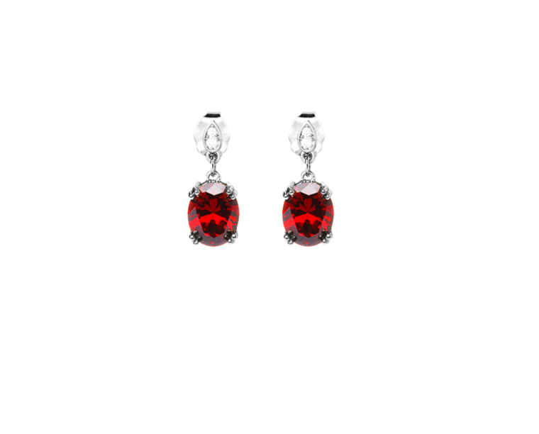 BOUCLES D'OREILLES ARGENT ET OXYDE ROUGE