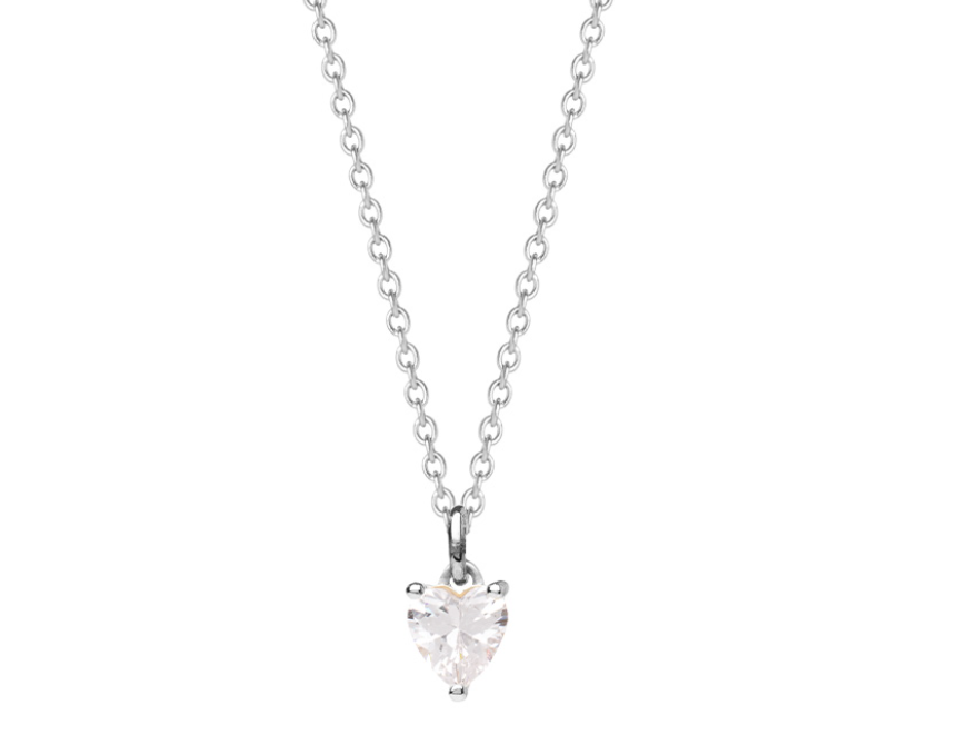 COLLIER ARGENT - SOLITAIRE - OXYDE COEUR