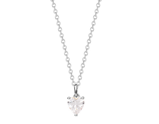 COLLIER ARGENT - SOLITAIRE - OXYDE COEUR