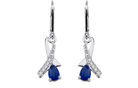 BOUCLES D'OREILLES ARGENT - OXYDES + SAPHIR DE SYNTHESE