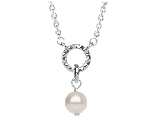 COLLIER ARGENT - PERLE D'IMITATION BLANCHE
