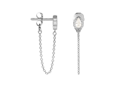 BOUCLES D'OREILLES ARGENT ET OXYDE - PENDANTES