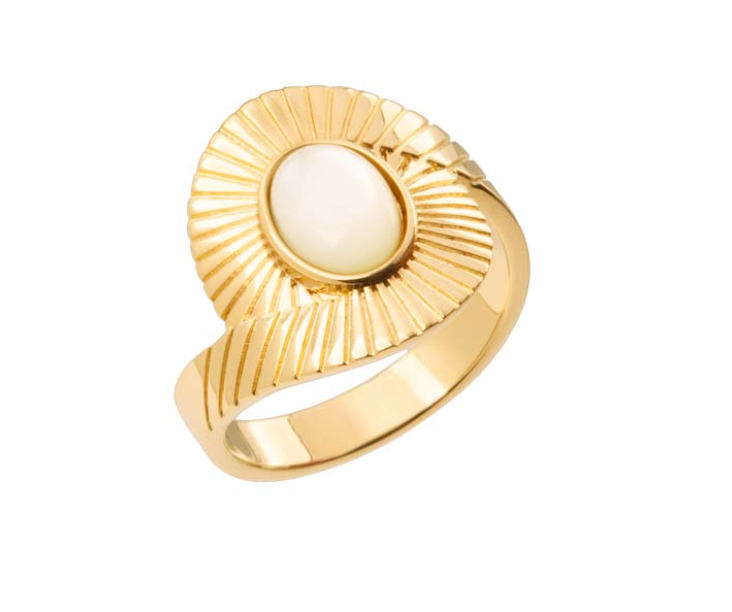 BAGUE PLAQUÉ OR - PERLE DE NACRE