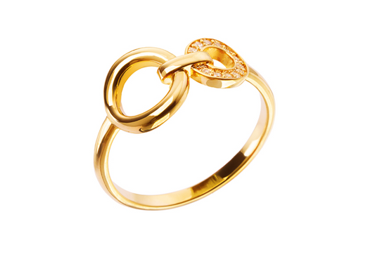 BAGUE PLAQUÉ OR ET OXYDES- CERCLES