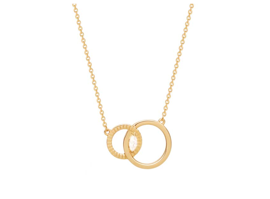 COLLIER PLAQUÉ OR CERCLES ENTRELACÉS ET OXYDE