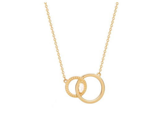 COLLIER PLAQUÉ OR CERCLES ENTRELACÉS ET OXYDE