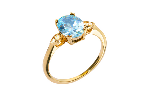 BAGUE PLAQUÉ OR - AIGUE MARINE