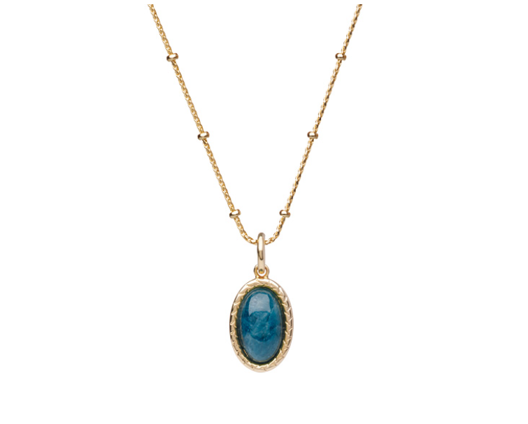 COLLIER PLAQUÉ OR - APATITE BLEU